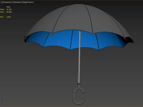 C SHAPE HANDLE STICK INVERTED REVERSE UMBRELLA AUTO FOLDABLE 3D Model