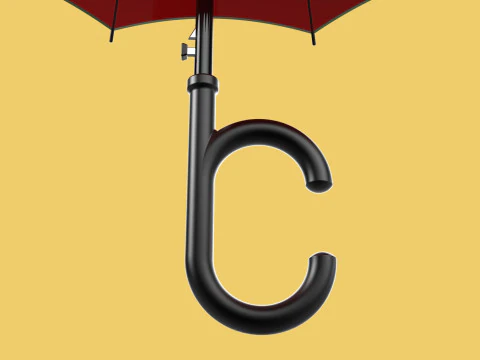 REVERSE C SHAPE HANDLE STICK INVERTED UMBRELLA AUTO OPEN FOLDING 3D Model