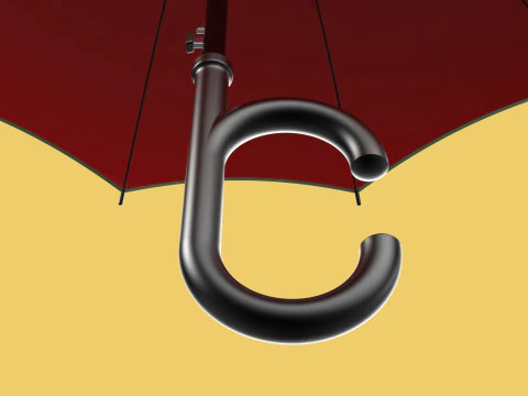 REVERSE C SHAPE HANDLE STICK INVERTED UMBRELLA AUTO OPEN FOLDING 3D Model