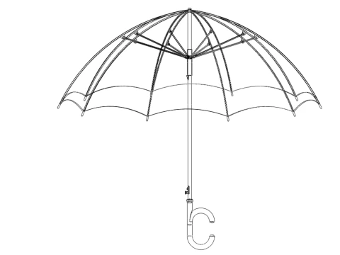 REVERSE C SHAPE HANDLE STICK INVERTED UMBRELLA AUTO OPEN FOLDING 3D Model