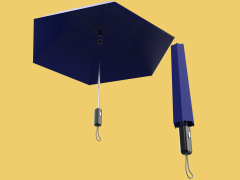 FOLDED OPEN CLOSED UMBRELLA AUTO FOLDABLE FOLDING COMPACT CLOSE 3D Model