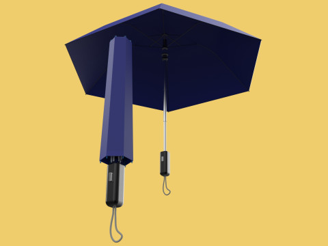 FOLDED OPEN CLOSED UMBRELLA AUTO FOLDABLE FOLDING COMPACT CLOSE 3D 模型