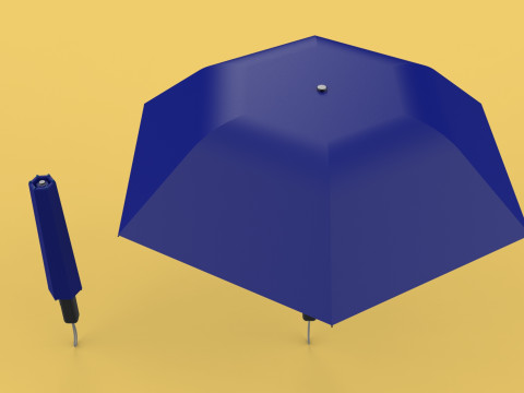 FOLDED OPEN CLOSED UMBRELLA AUTO FOLDABLE FOLDING COMPACT CLOSE 3D 模型