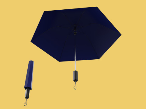 FOLDED OPEN CLOSED UMBRELLA AUTO FOLDABLE FOLDING COMPACT CLOSE 3D 模型