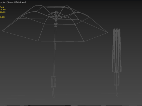 FOLDED OPEN CLOSED UMBRELLA AUTO FOLDABLE FOLDING COMPACT CLOSE 3D 模型