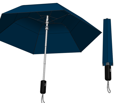 FOLDED OPEN CLOSED UMBRELLA AUTO FOLDABLE FOLDING COMPACT CLOSE 3D 模型