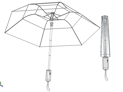 FOLDED OPEN CLOSED UMBRELLA AUTO FOLDABLE FOLDING COMPACT CLOSE 3D 模型