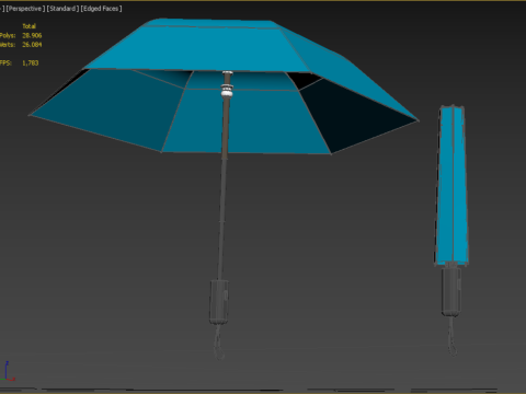 FOLDED OPEN CLOSED UMBRELLA AUTO FOLDABLE FOLDING COMPACT CLOSE 3D 模型
