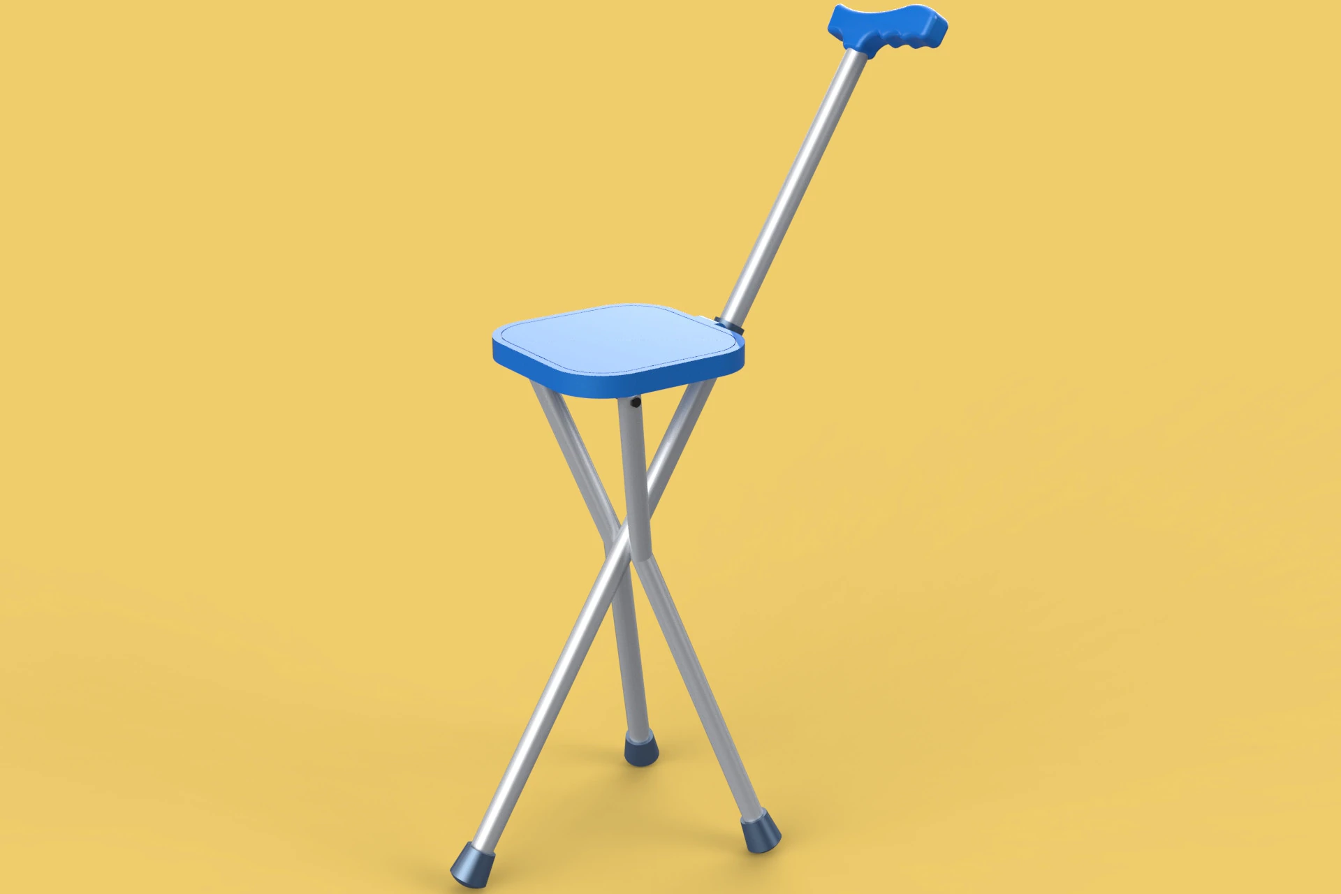 PORTABLE CANE STICK CHAIR WALKING SEAT STOOL POLE CRUTCH FOLDING 3D Model .c4d .max .obj .3ds .fbx .stl .blend 