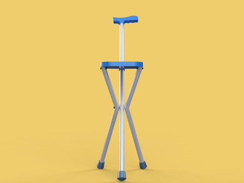 PORTABLE CANE STICK CHAIR WALKING SEAT STOOL POLE CRUTCH FOLDING Modèle 3D