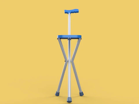 PORTABLE CANE STICK CHAIR WALKING SEAT STOOL POLE CRUTCH FOLDING 3D Model