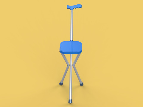 PORTABLE CANE STICK CHAIR WALKING SEAT STOOL POLE CRUTCH FOLDING Modèle 3D