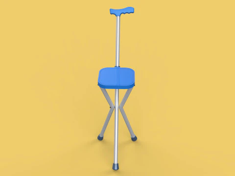 PORTABLE CANE STICK CHAIR WALKING SEAT STOOL POLE CRUTCH FOLDING 3D Model