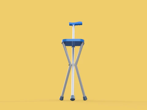 PORTABLE CANE STICK CHAIR WALKING SEAT STOOL POLE CRUTCH FOLDING 3D Model