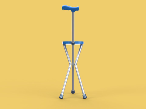 PORTABLE CANE STICK CHAIR WALKING SEAT STOOL POLE CRUTCH FOLDING Modèle 3D
