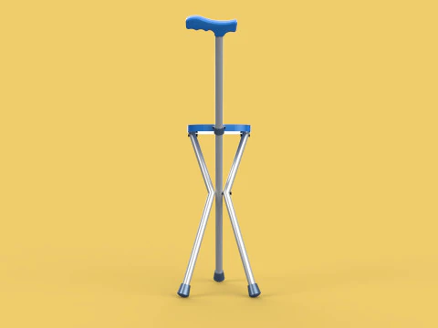 PORTABLE CANE STICK CHAIR WALKING SEAT STOOL POLE CRUTCH FOLDING 3D Model
