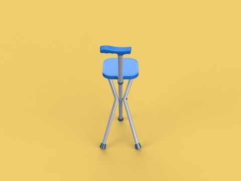 PORTABLE CANE STICK CHAIR WALKING SEAT STOOL POLE CRUTCH FOLDING Modèle 3D