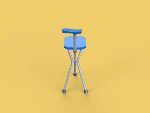 PORTABLE CANE STICK CHAIR WALKING SEAT STOOL POLE CRUTCH FOLDING 3D Model