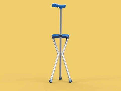 PORTABLE CANE STICK CHAIR WALKING SEAT STOOL POLE CRUTCH FOLDING 3D Model