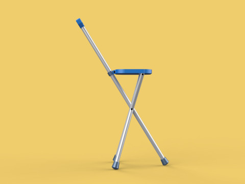 PORTABLE CANE STICK CHAIR WALKING SEAT STOOL POLE CRUTCH FOLDING Modèle 3D