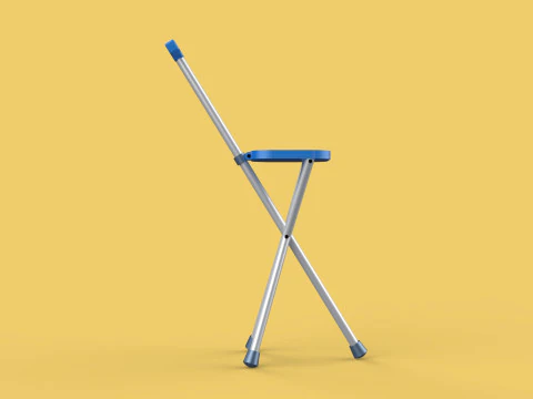 PORTABLE CANE STICK CHAIR WALKING SEAT STOOL POLE CRUTCH FOLDING 3D Model