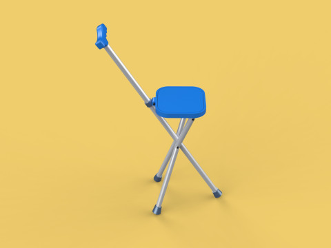 PORTABLE CANE STICK CHAIR WALKING SEAT STOOL POLE CRUTCH FOLDING Modèle 3D
