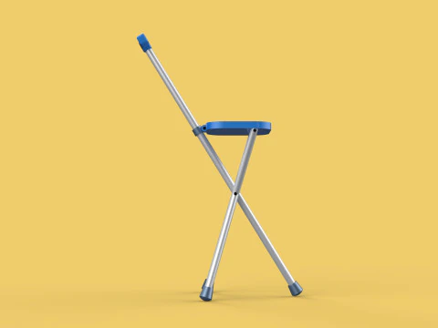 PORTABLE CANE STICK CHAIR WALKING SEAT STOOL POLE CRUTCH FOLDING 3D Model