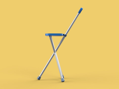 PORTABLE CANE STICK CHAIR WALKING SEAT STOOL POLE CRUTCH FOLDING Modèle 3D