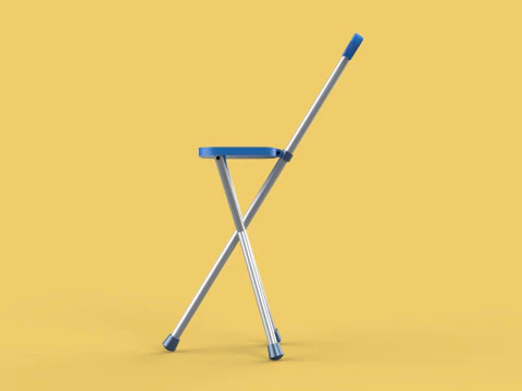 PORTABLE CANE STICK CHAIR WALKING SEAT STOOL POLE CRUTCH FOLDING 3D Model