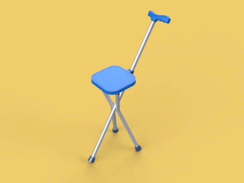PORTABLE CANE STICK CHAIR WALKING SEAT STOOL POLE CRUTCH FOLDING 3D Model