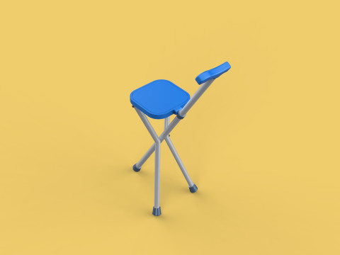 PORTABLE CANE STICK CHAIR WALKING SEAT STOOL POLE CRUTCH FOLDING Modèle 3D