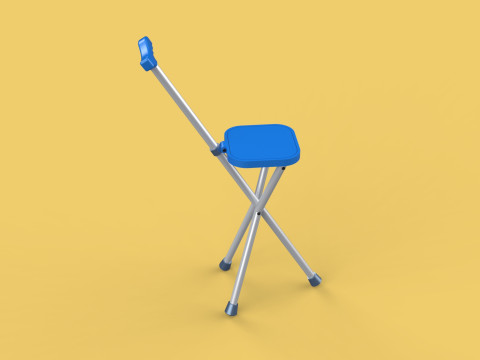 PORTABLE CANE STICK CHAIR WALKING SEAT STOOL POLE CRUTCH FOLDING Modèle 3D