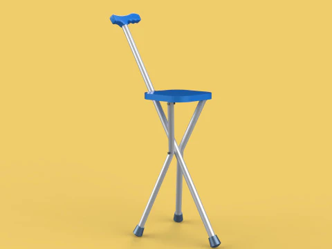 PORTABLE CANE STICK CHAIR WALKING SEAT STOOL POLE CRUTCH FOLDING 3D Model