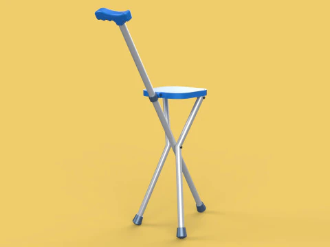 PORTABLE CANE STICK CHAIR WALKING SEAT STOOL POLE CRUTCH FOLDING 3D Model