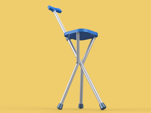 PORTABLE CANE STICK CHAIR WALKING SEAT STOOL POLE CRUTCH FOLDING Modèle 3D