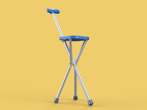 PORTABLE CANE STICK CHAIR WALKING SEAT STOOL POLE CRUTCH FOLDING Modèle 3D