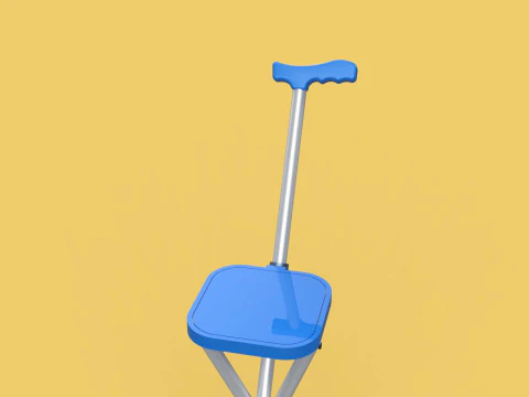 PORTABLE CANE STICK CHAIR WALKING SEAT STOOL POLE CRUTCH FOLDING 3D Model