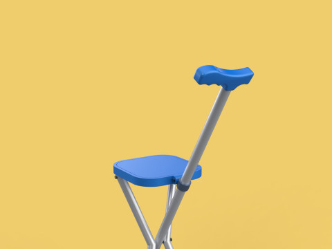 PORTABLE CANE STICK CHAIR WALKING SEAT STOOL POLE CRUTCH FOLDING Modèle 3D
