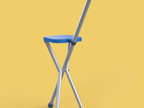 PORTABLE CANE STICK CHAIR WALKING SEAT STOOL POLE CRUTCH FOLDING 3D Model