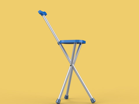 PORTABLE CANE STICK CHAIR WALKING SEAT STOOL POLE CRUTCH FOLDING Modèle 3D