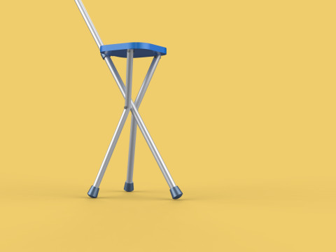 PORTABLE CANE STICK CHAIR WALKING SEAT STOOL POLE CRUTCH FOLDING Modèle 3D