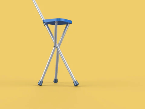 PORTABLE CANE STICK CHAIR WALKING SEAT STOOL POLE CRUTCH FOLDING 3D Model