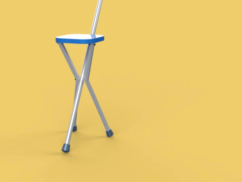 PORTABLE CANE STICK CHAIR WALKING SEAT STOOL POLE CRUTCH FOLDING 3D Model