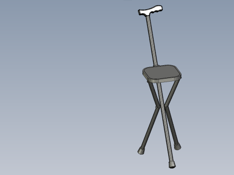 PORTABLE CANE STICK CHAIR WALKING SEAT STOOL POLE CRUTCH FOLDING Modèle 3D