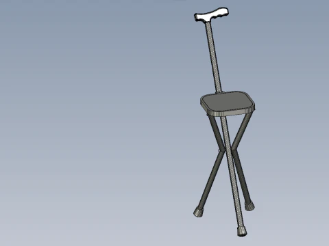 PORTABLE CANE STICK CHAIR WALKING SEAT STOOL POLE CRUTCH FOLDING 3D Model