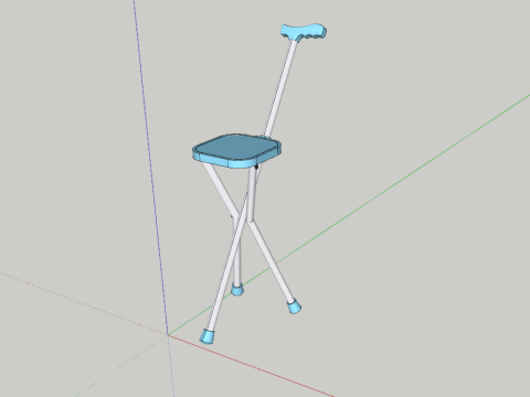 PORTABLE CANE STICK CHAIR WALKING SEAT STOOL POLE CRUTCH FOLDING Modèle 3D