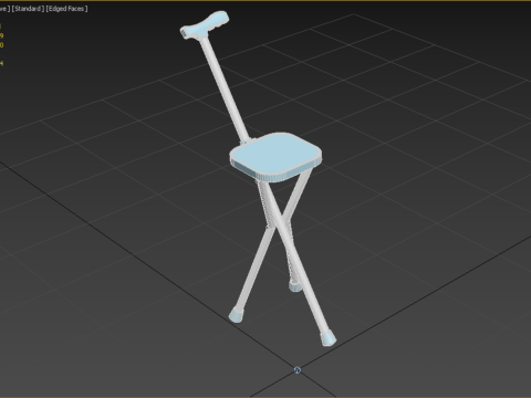 PORTABLE CANE STICK CHAIR WALKING SEAT STOOL POLE CRUTCH FOLDING Modèle 3D