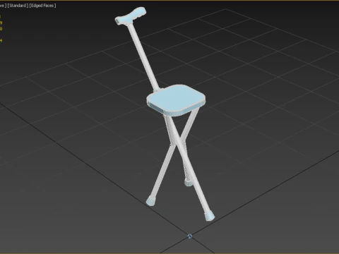 PORTABLE CANE STICK CHAIR WALKING SEAT STOOL POLE CRUTCH FOLDING 3D Model