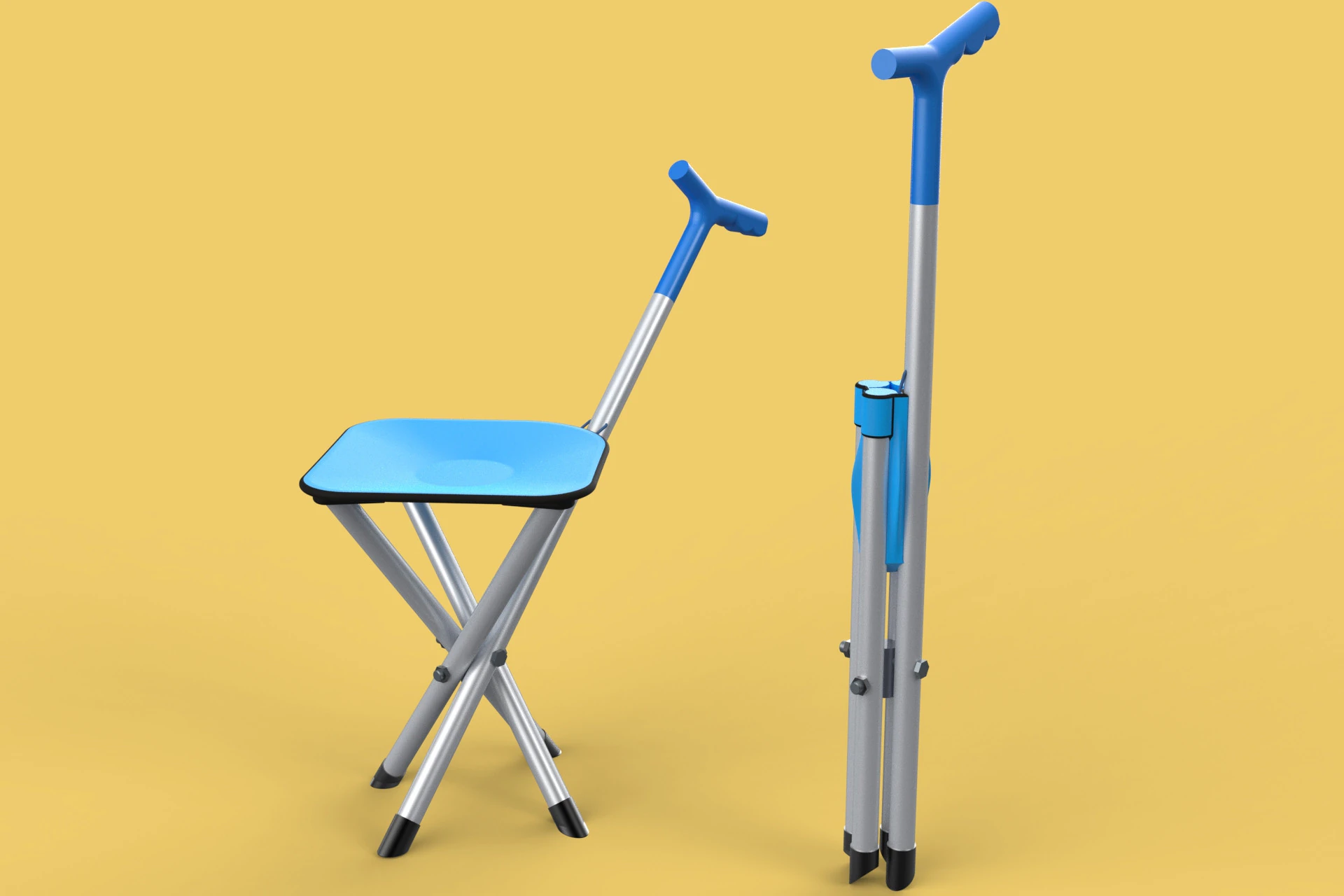 CANE STICK CHAIR WALKING SEAT STOOL POLE CRUTCH FOLDING PORTABLE 3D Model .c4d .max .obj .3ds .fbx .stl .blend 