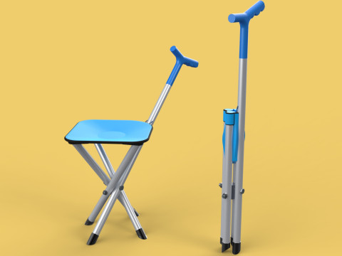 CANE STICK CHAIR WALKING SEAT STOOL POLE CRUTCH FOLDING PORTABLE Modelo 3D